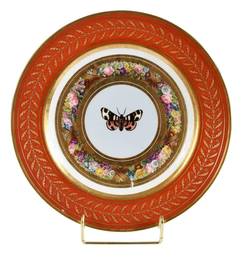 Sèvres, Napoleon I 'Marly Rouge' Porcelain Plate, 1809