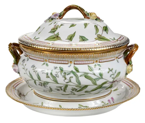 Royal Copenhagen, Flora Danica Porcelain Covered Tureen and Underplate