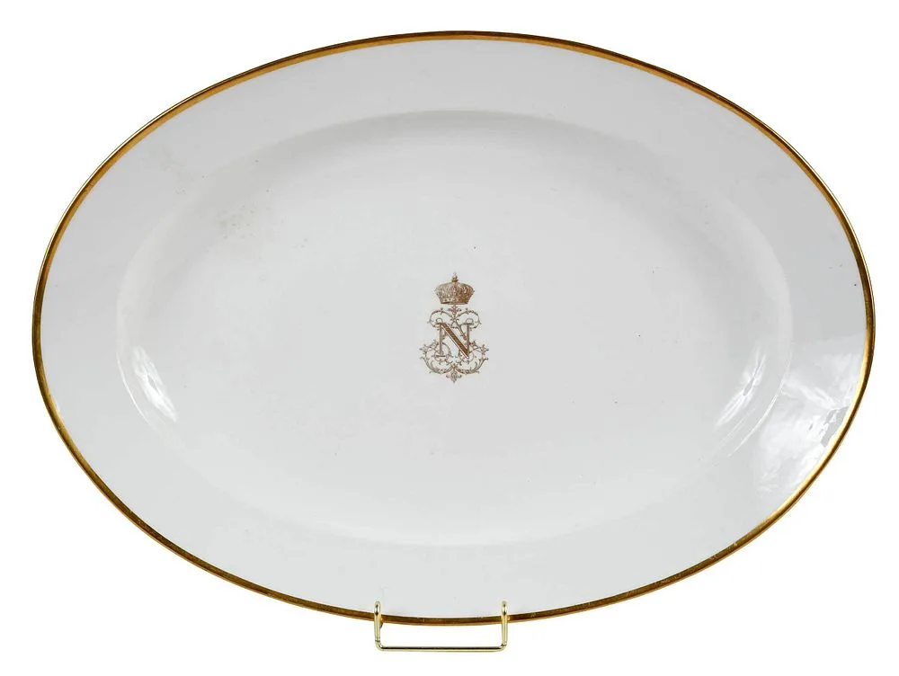 Oval Gilt Monogrammed Platter by Sèvres, sold May 2022