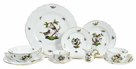 Herend, Rothschild Bird Dinner Service for Twelve