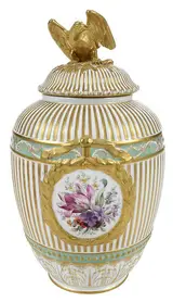 Kpm, . Gilt and Hand Painted Lidded Porcelain Jar