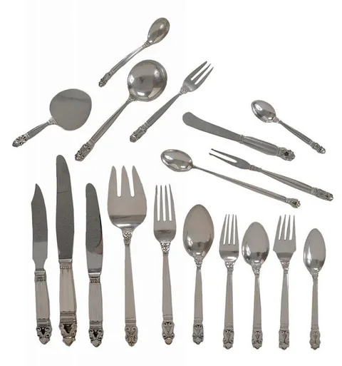 Georg Jensen, Acorn Sterling Flatware, sterling blades