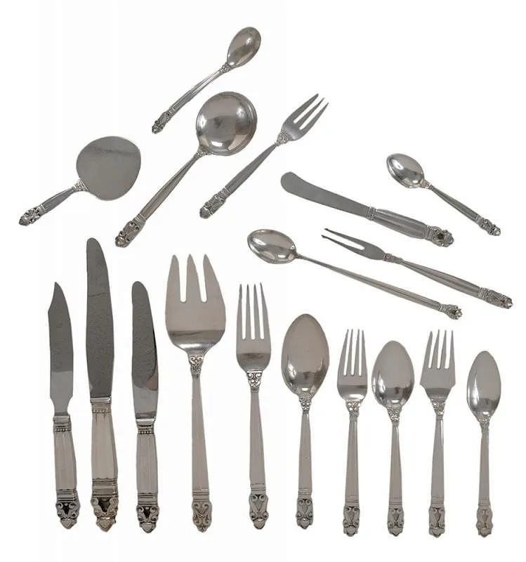 Acorn Sterling Flatware by Georg Jensen, sterling blades, sold Jan 2016
