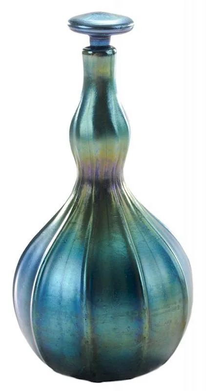 Louis Comfort Tiffany, Blue Favrile Perfume, 1909, bottom of bottle marked "L.C. Tiffany-Favrile-8578D"