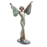 Enrique Jolly, VICTORIA, Bronce, patinado en tono verde y marrón; con base de mármol negro