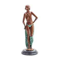 Enrique Jolly, DESNUDO FEMENINO, Bronce, patinado en tono verde y marrón; con base de mármol negro