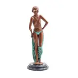 Enrique Jolly, DESNUDO FEMENINO, Bronce, patinado en tono verde y marrón; con base de mármol negro