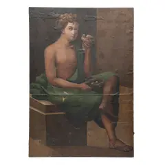 Joven Con Ave, FINALES DEL SIGLO XIX, Óleo sobre tela