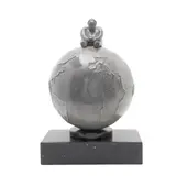 Sebastián Picker, "MUNDO, 2000S", Bronce, patinado en color gris; con base de mármol negro