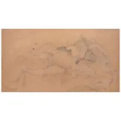 Alberto Gironella, Leda, Lápiz y acuarela sobre papel