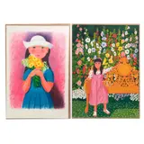 Trinidad Osorio, Niña en banca amarilla / Niña con flores, Serigrafía 133 / 250 y litografía 9 / 300