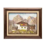Leonora Sierra, Cabaña Suiza, El Gohardo, 2001, Óleo sobre tela