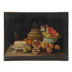 Bodegón Con Granadas y Frutos, MÉXICO, CA., 1900, Óleo sobre tela