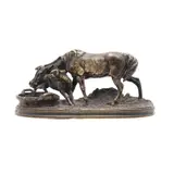 Yegua y Potrillo*, FRANCIA, CA., 1900, Bronce, acabado dorado