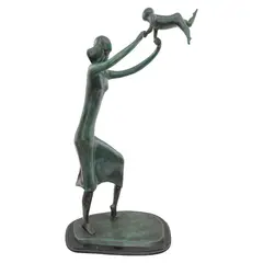 José J. "shalom" Almanzor, Madre con hijo, Escultura en bronce XI / XXX en base de mármol
