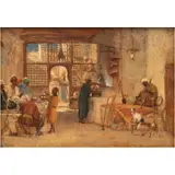 Frederick Goodall, ESCENA DE MERCADO AFRICANO, Óleo sobre tela