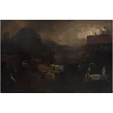 Herman Heijenbrock, PAISAJE NOCTURNO, Óleo sobre tela