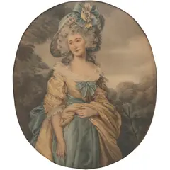 Dama, EUROPA, SIGLO XIX, Pastel sobre cartoncillo