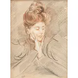 Paul César Helleu, ALICE LOUIS-GUÉRIN, MADAME HELLEU, Carboncillo, sanguina y tiza sobre papel