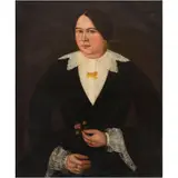 RETRATO DE DAMA CON FLOR by Atribuido A José María Estrada, Óleo sobre tela, sold Nov 2025