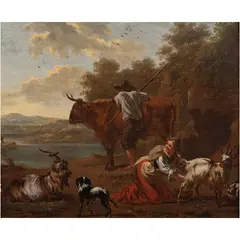 Escena de Campo, EUROPA, SIGLO XVIII, Óleo sobre madera