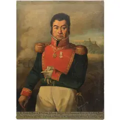 A la Manera de Pelegrín Clavé, RETRATO DEL GENERAL D. ANTONIO DE LEÓN, Óleo sobre tela