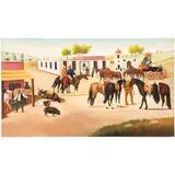LLEGANDO A LA HACIENDA by A la Manera de Ernesto Icaza, Óleo sobre tela, sold Nov 2025