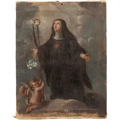 Santa Gertrudis, MÉXICO, FINALES DEL SIGLO XVIII, Óleo sobre tela