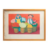 Trinidad Osorio, Niñas con flores y sandías, Serigrafía P / A