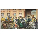 José "pepé" Puente González, LLEGADA DE LOS TOREROS Y LA REINA, Óleo sobre tela