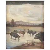 ABREVANDO EL GANADO by Carlos Ruano Llopis, Óleo sobre tela, sold Oct 2025