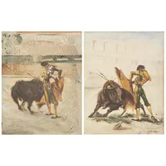 Escenas Taurinas, MÉXICO, SIGLO XX, Óleo sobre tela