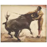 ESTOCONAZO DE JOAQUÍN RODRÍGUEZ "CAGANCHO" by Francisco "pancho" Flores, Óleo sobre tela, offered Oct 2025