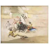CAÍDA AL DESCUBIERTO by Carlos Ruano Llopis, Óleo sobre tela, sold Oct 2025