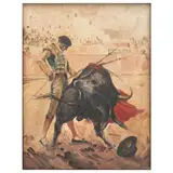 LORENZO GARZA EJECUTANDO UN PASE NATURAL CON LA IZQUIERDA by Carlos Ruano Llopis, Óleo sobre tela, sold Oct 2025