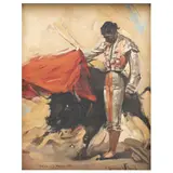 LORENZO GARZA EJECUTANDO UN PASE DE COSTADO by Carlos Ruano Llopis, Óleo sobre tela, sold Oct 2025