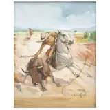 AGARRANDO LA COLA by Carlos Ruano Llopis, Óleo sobre tela, sold Oct 2025
