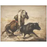 INICIANDO LA COLA by Carlos Ruano Llopis, Óleo sobre tela, sold Oct 2025