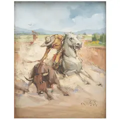 Agarrando la Cola, ESPAÑA, SIGLO XX, Óleo sobre tela