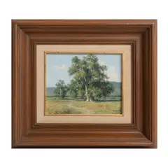Gustavo Valenzuela, Vereda con árboles, Óleo sobre masonite