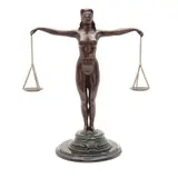 Ricardo Ponzanelli, LA JUSTICIA, Bronce, patinado en color verde y marrón; con base de mármol negro