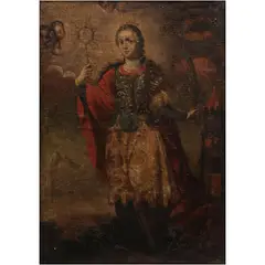 Santa Bárbara, MÉXICO, SIGLO XVIII, Óleo sobre tela