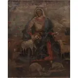 Divina Pastora, MÉXICO, PRINCIPIOS DEL SIGLO XIX, Óleo sobre tela adherido a tabla