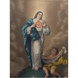 Inmaculado Corazón de María, MÉXICO, SIGLO XIX, Óleo sobre tela