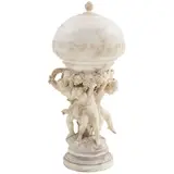 Umberto Stiaccini, LÁMPARA - ESCULTURA, Talla en alabastro con base de mármol