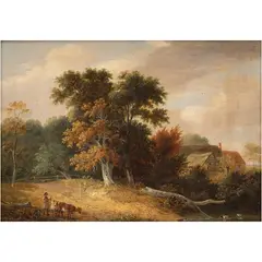 Samuel David Colkett, PAISAJE BUCÓLICO, Óleo sobre tabla