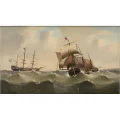 Henry Redmore, ESCENA NAVAL, Óleo sobre tela