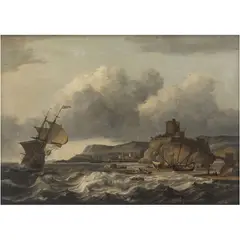 Vista Marina, PAISES BAJOS, SIGLO XIX, Óleo sobre tela