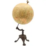 Globo Terraqueo, FRANCIA, FINALES DEL SIGLO XIX, Litografía montada sobre cartón, fuste de bronce y soportes a manera de garra