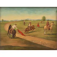 Ernesto Icaza Sánchez, MONTA DE TORO, Óleo sobre tela